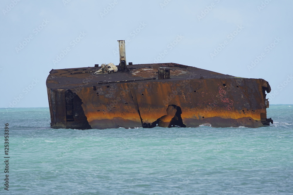 The shipwreck Mara Hope, an oil tanker, in the green ocean near Fortaleza Ceará, Brazil. The shipwreck Mara Hope, an oil tanker, in the green ocean near Fortaleza Ceará, Brazil.