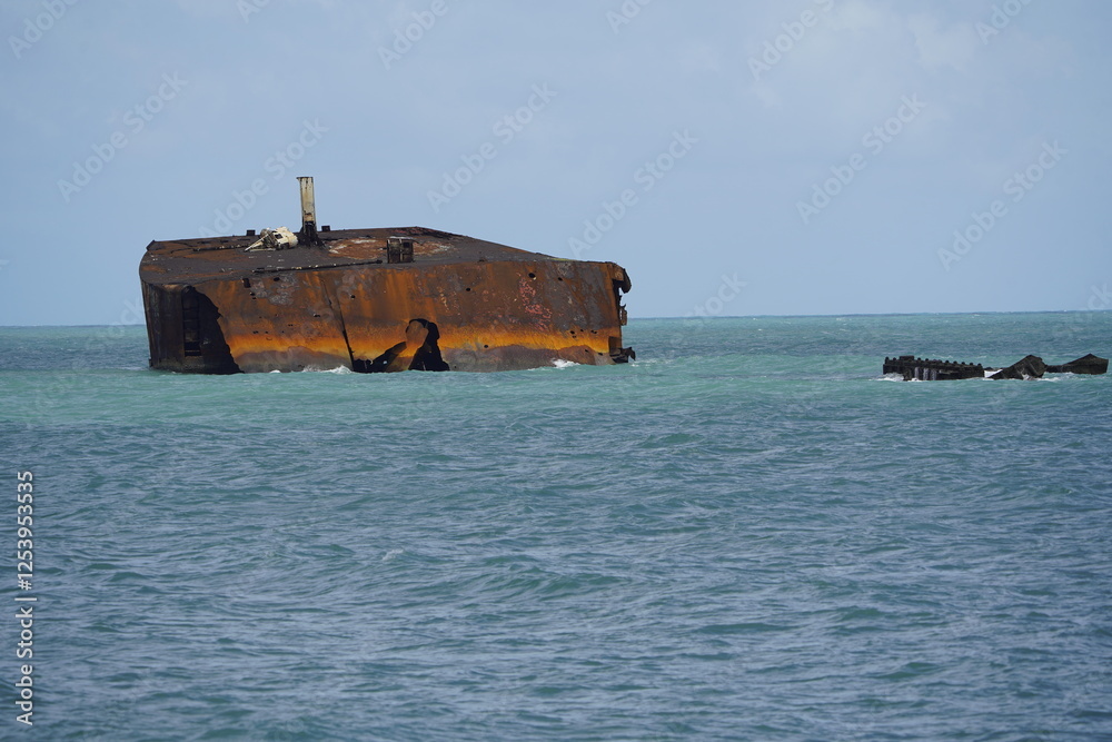 The shipwreck Mara Hope, an oil tanker, in the green ocean near Fortaleza Ceará, Brazil. The shipwreck Mara Hope, an oil tanker, in the green ocean near Fortaleza Ceará, Brazil.