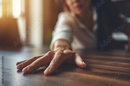 Wallpaper Mural Close-up of a man's hand preventing a person from falling on a desk Torontodigital.ca