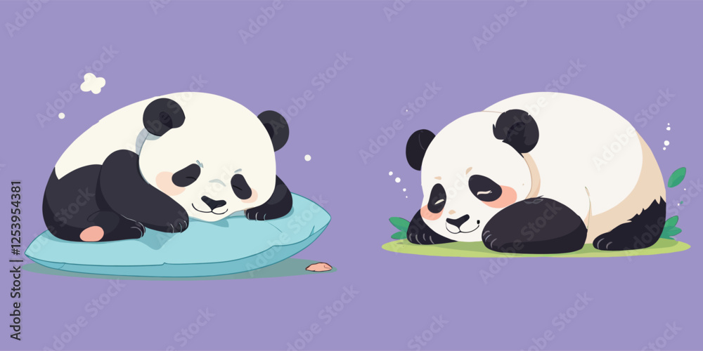 Obraz premium Sleeping Panda Cartoon Vector Icon Illustration stickers