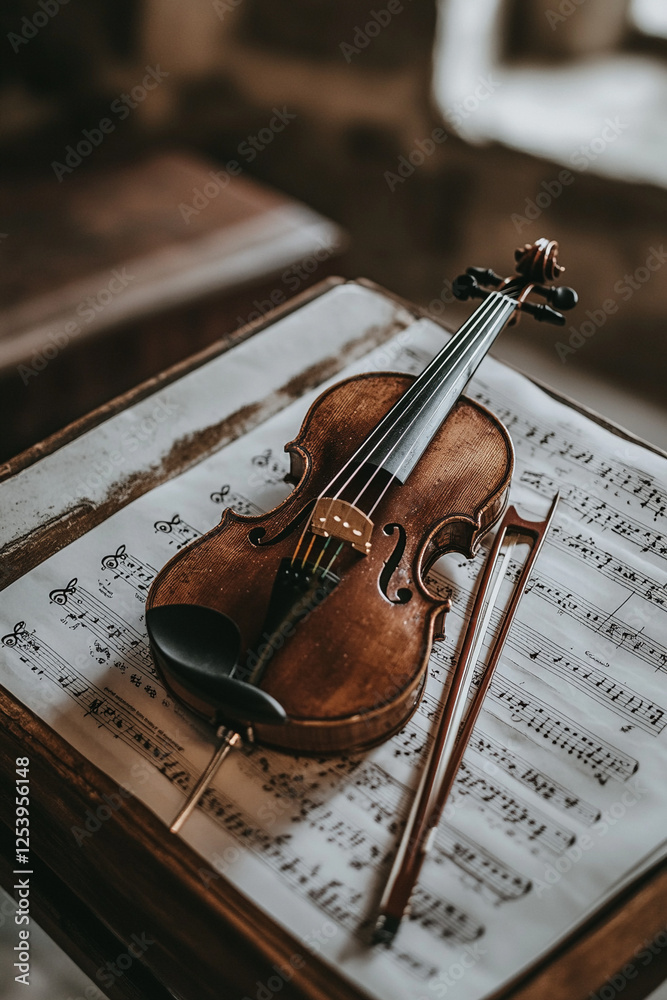 Fototapeta premium violin and music