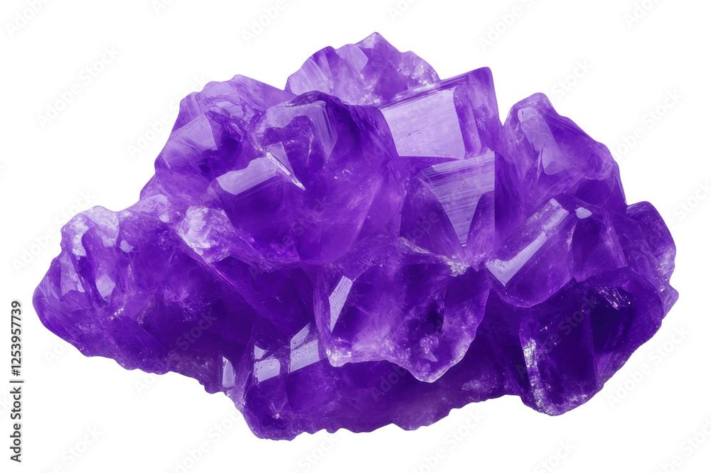 Fototapeta premium Violet crystal cluster on clear background
