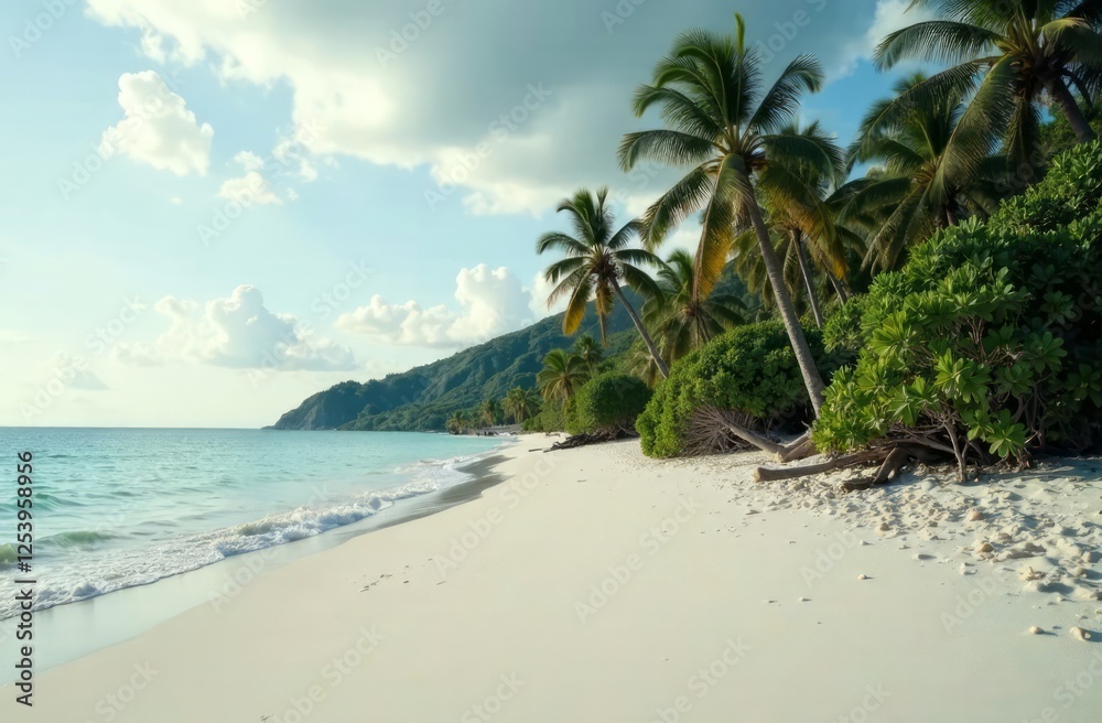 a tropical beach landscape with snow-white sand and blue water . with palm trees on the background of blue sky and sea. Beach holidays.
The island's beach. Tropical landscape, white sand with palm tre a tropical beach landscape with snow-white sand and blue water . with palm trees on the background of blue sky and sea. Beach holidays.
The island's beach. Tropical landscape, white sand with palm tre