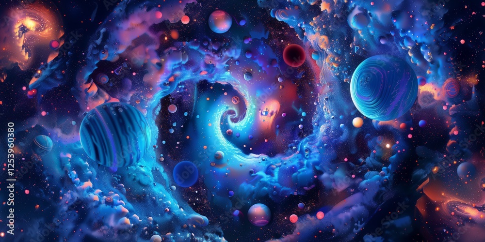 A Universe of Wonders: A Swirling Galaxy Surrounded by Planets and Stars, Creating a Colorful and Dynamic Tapestry of Cosmic Exploration.
A Universe of Wonders: A Swirling Galaxy Surrounded by Planets and Stars, Creating a Colorful and Dynamic Tapestry of Cosmic Exploration.