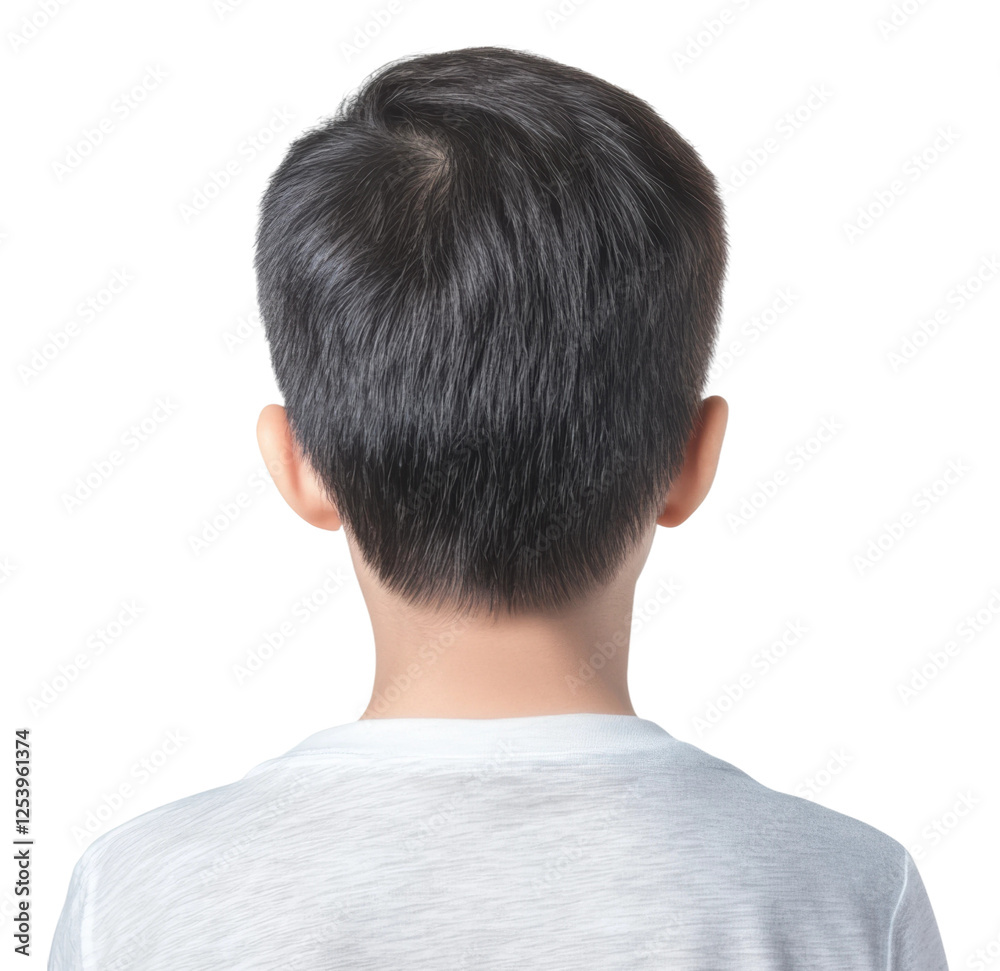 Fototapeta premium Child with short black hair, transparent bg