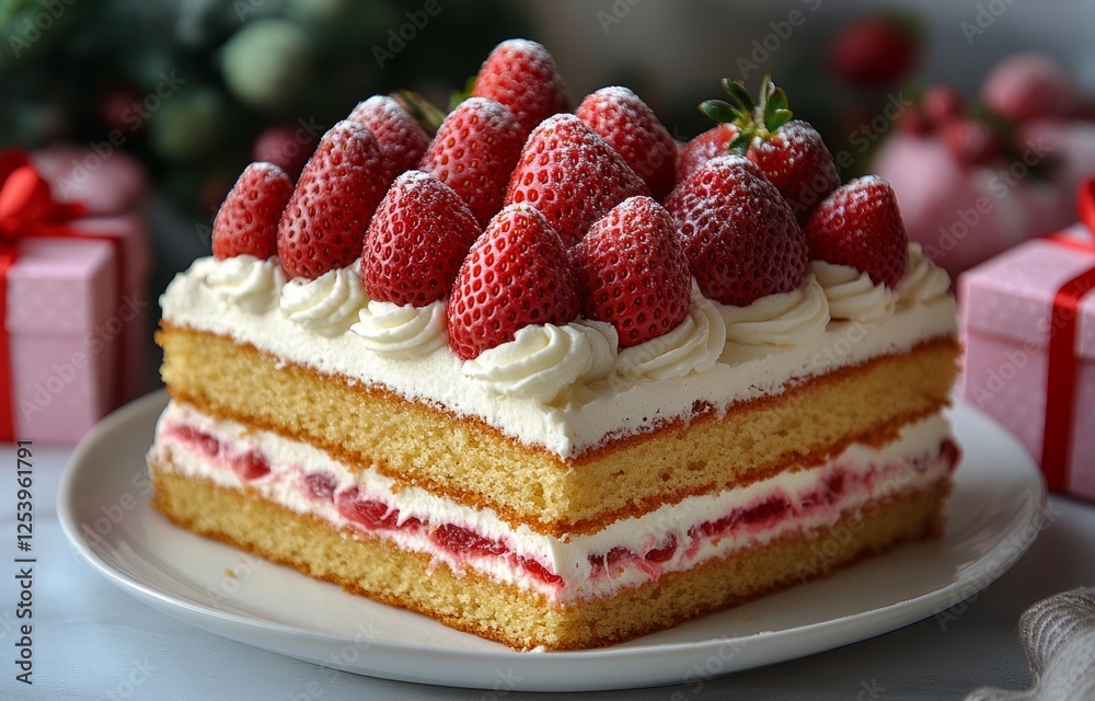 Elegant Strawberry Shortcake with Whipped Cream Elegant Strawberry Shortcake with Whipped Cream