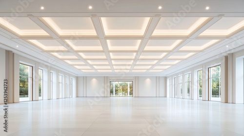 Wallpaper Mural Spacious and Elegant Empty Room with Bright Natural Light and Stylish Ceiling Design, Perfect for Events and Creative Projects in a Modern Setting Torontodigital.ca