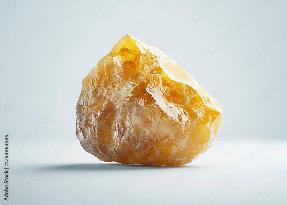 Stunning close-up of a raw yellow crystal against a minimalist background, ideal for showcasing natural beauty, geology, and metaphysical themes