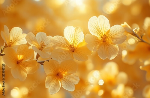 Soft Yellow Flowers with Bokeh Glow