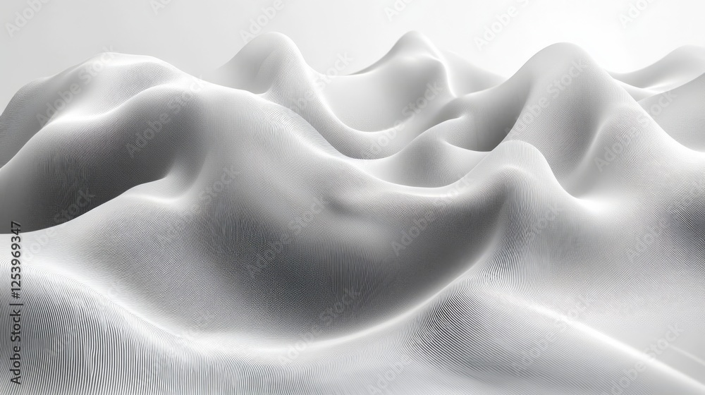 Obraz premium Abstract white wavy surface with fine lines and gradients