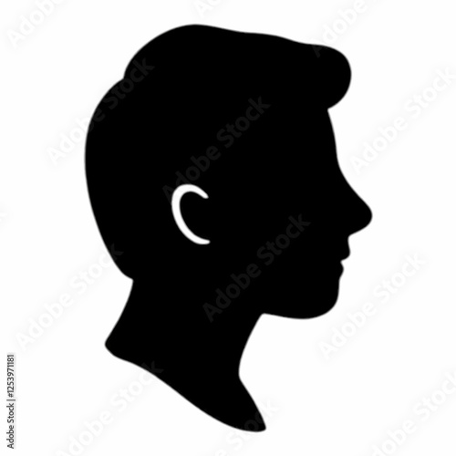 Illustration of a Man's Side Profile Icon for User Interface and Profile Designs