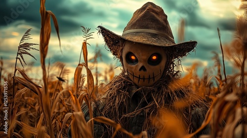 close up of a halloween pumkin on halloween background, scarry halloween scenery
