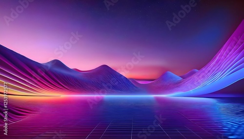 Big Neon Wave Background, 4k wallpaper