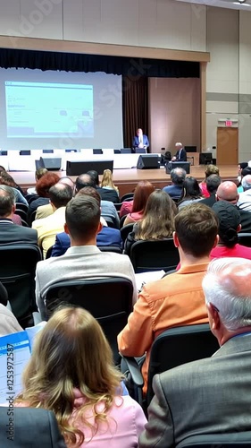 Wallpaper Mural Corporate professionals networking at sleek conference venue, absorbing strategic insights from speakers, exchanging ideas across diverse professional gathering Torontodigital.ca