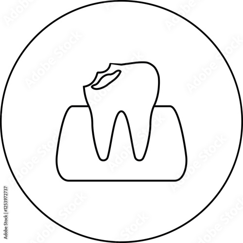 Illustration of a tooth with caries icon