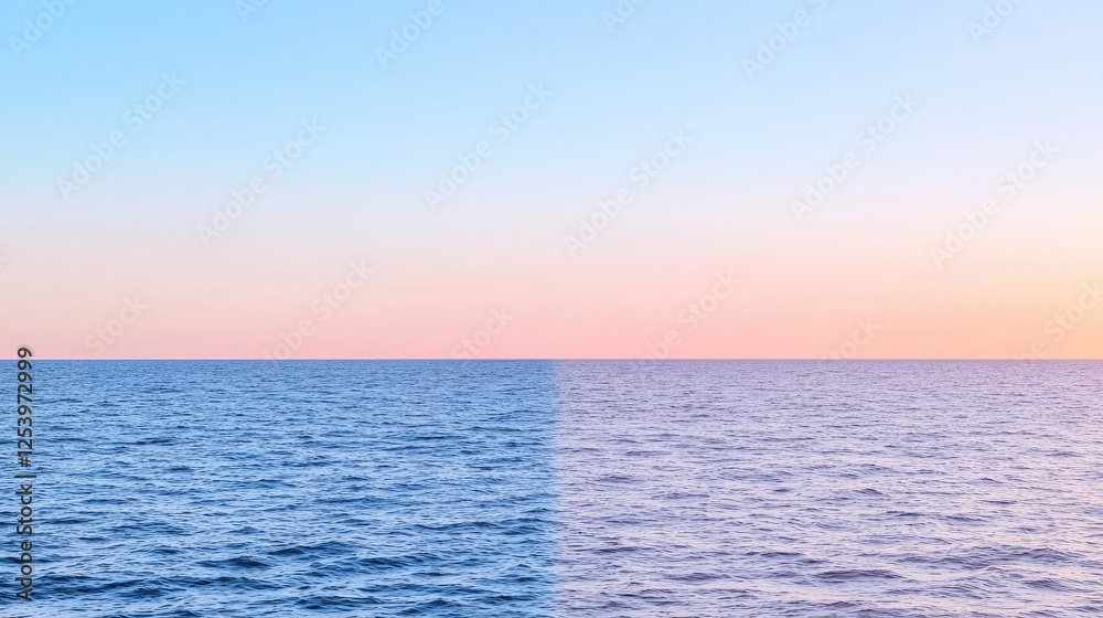 Fototapeta premium Two-toned sunset over calm water. Suitable for backgrounds and nature-themed designs