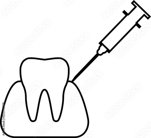 Icon of a tooth with a syringe for dental anesthesia