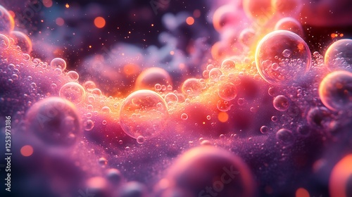 High tech molecular visualization featuring an explosion of vibrant colors and structured bonds