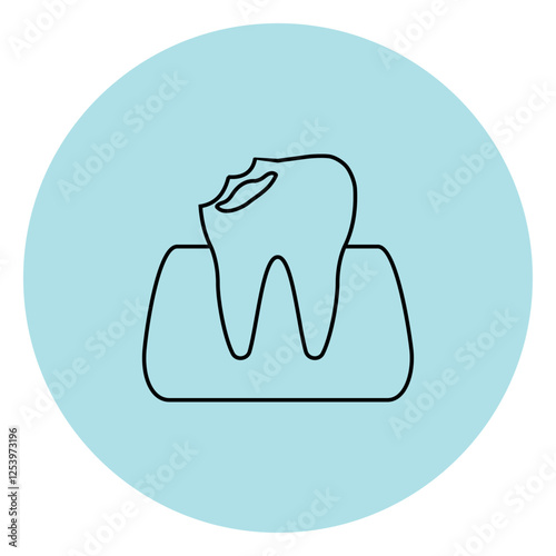 Illustration of tooth sticker with caries