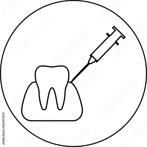 Icon of a tooth with a syringe for dental anesthesia