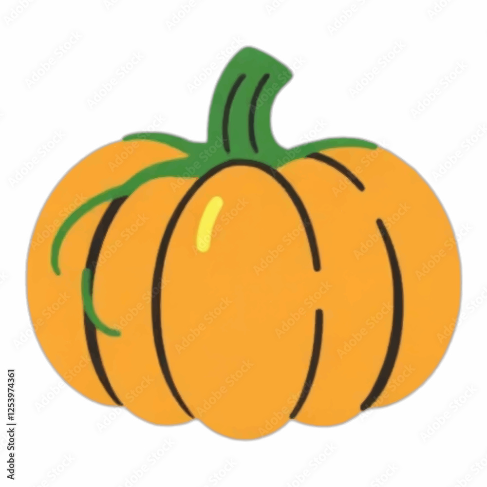 Illustration of a Classic Orange Pumpkin, Ideal for Fall, Harvest, and Halloween Themes Illustration of a Classic Orange Pumpkin, Ideal for Fall, Harvest, and Halloween Themes