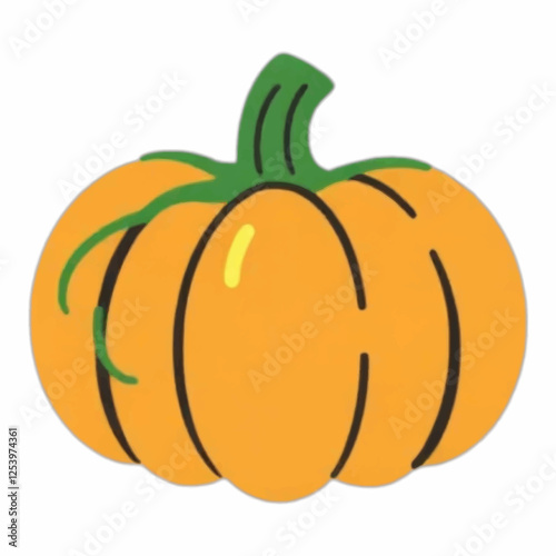 Illustration of a Classic Orange Pumpkin, Ideal for Fall, Harvest, and Halloween Themes