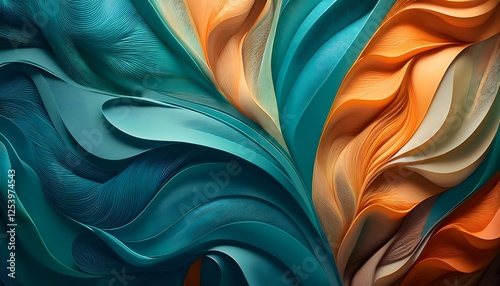 4K Abstract wallpaper with colorful design, shapes and textures, colored background, teal and orange colors