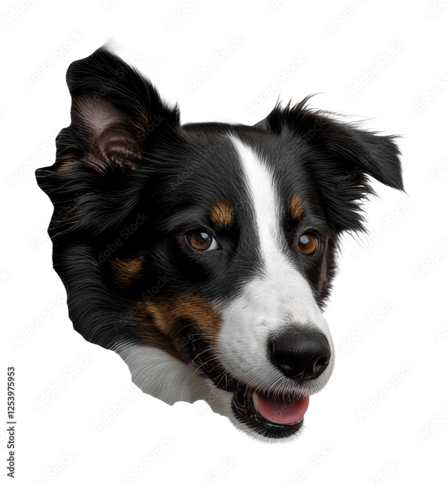 Fototapeta premium Border collie head on clear bg