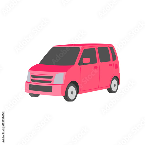 Mini Van,  Automotive Flat Illustration Isolated