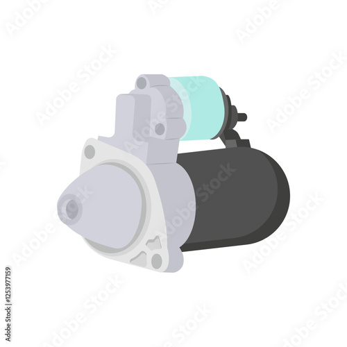 Car Starter,  Automotive Flat Illustration Isolated