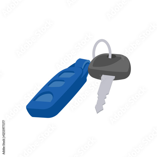 Car Key,  Automotive Flat Illustration Isolated