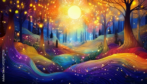 dreamy abstract background with magical forest