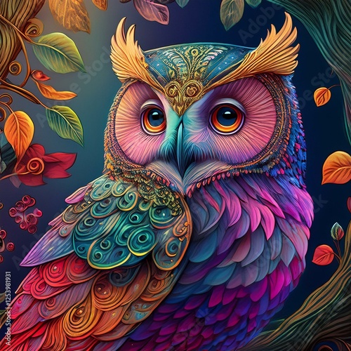 art owl image in vivid colors