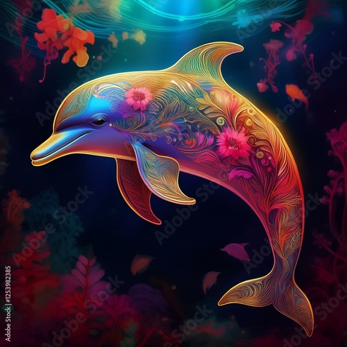 abstract background with dolphin