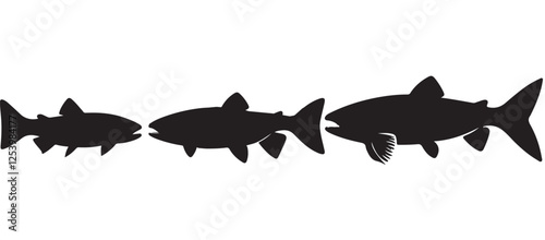 Black silhouette Brook Trout of fish, Animal Icons, Fish Bundle, Sea life, Under the Ocean
