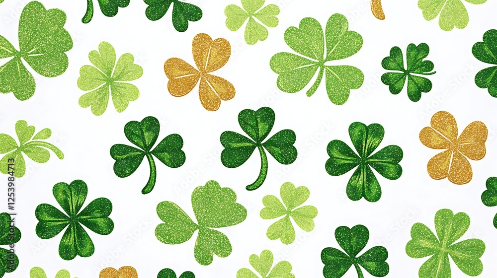 glittery shamrocks and leprechaun hats on white glittery shamrocks and leprechaun hats on white