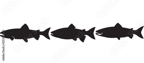 Black silhouette Brook Trout of fish, Animal Icons, Fish Bundle, Sea life, Under the Ocean