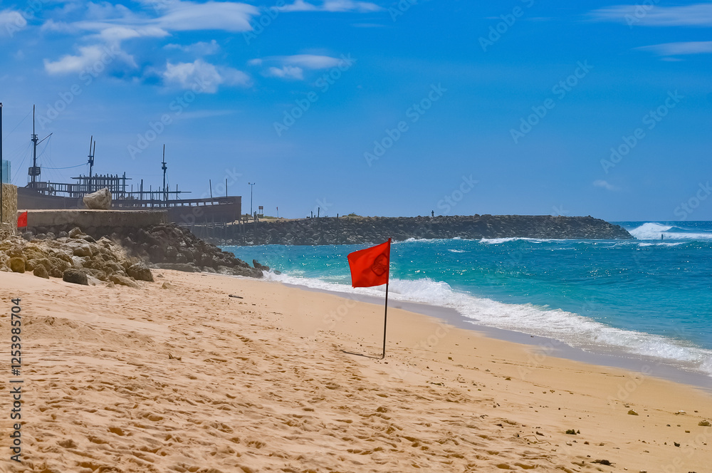 Melasti Beach is beautiful with white sand and blue sea water