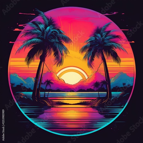 tropical beach with palm trees