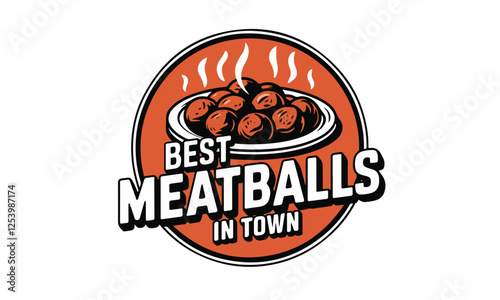 National Meatball Day Vector Illustration | Funny Meatball T-Shirt, Sticker, Poster, Social Media, Print Card & GIF Design | Solid Colors, No Gradients, Pure Vector Art. Print ready eps