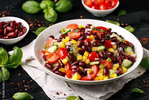 Fototapeta Naklejka Na Ścianę i Meble -  Red kidney bean salad. Healthy food