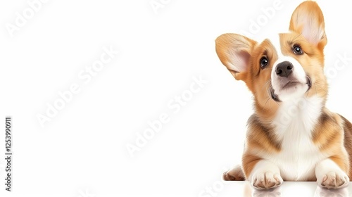 Two adorable corgis looking up, showcasing their playful and friendly nature.