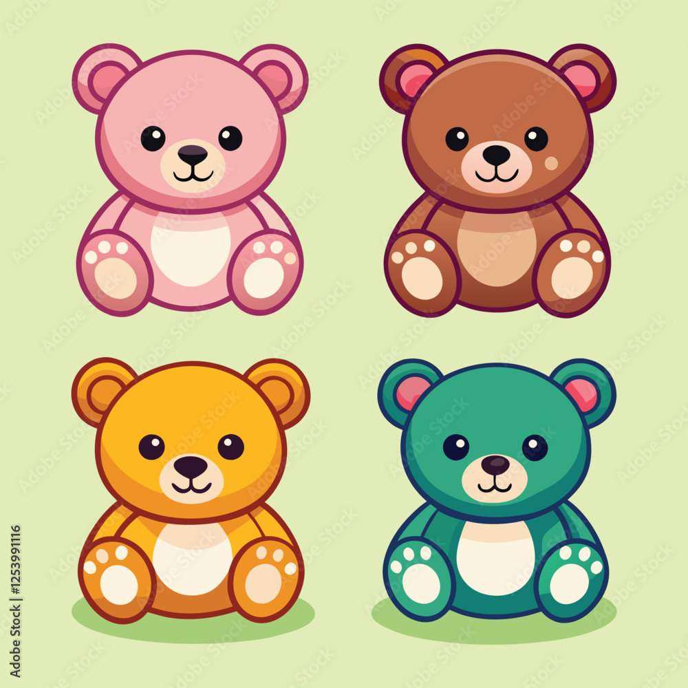 Teddy Bear Cartoon Set vector illustration Teddy Bear Cartoon Set vector illustration