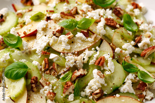 Tableau sur toile Crunchy Celery, Apple, Cucumber and Feta Cheese Salad