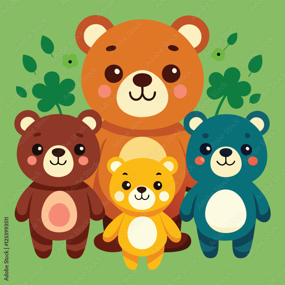 Fototapeta premium Teddy Bear Cartoon Set vector illustration