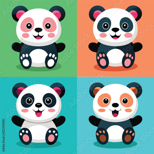 Teddy Bear Cartoon Set vector illustration