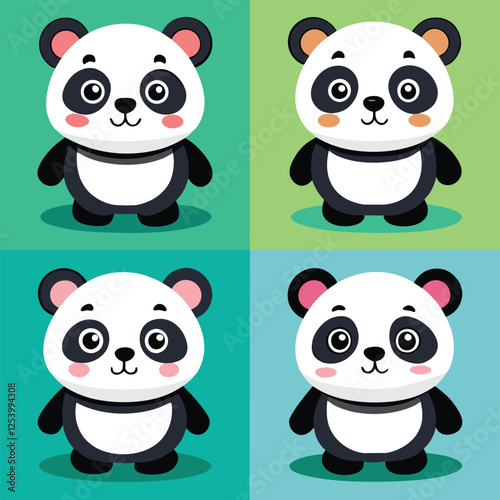 Teddy Bear Cartoon Set vector illustration