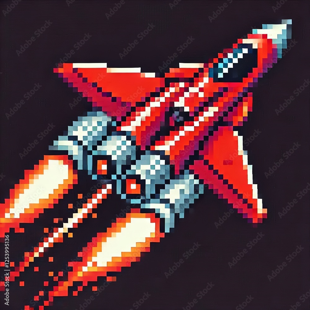 Fototapeta premium Sci-Fi Pixel Rocket