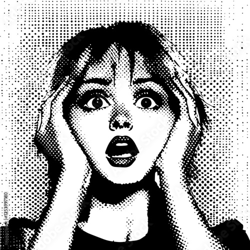 shocked woman portrait in pop art vector