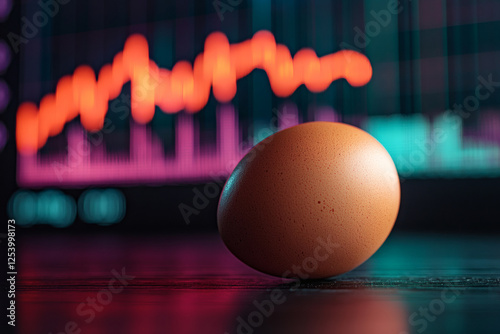 The price of eggs concept, an egg in front of a price chart photo
